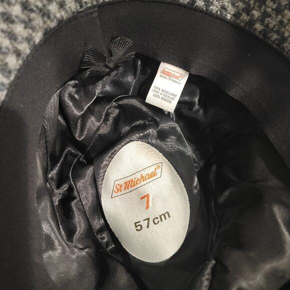 Vintage St Michael‎ Fedora Hat Blue Gray Tweed Medium - Picture 7 of 8